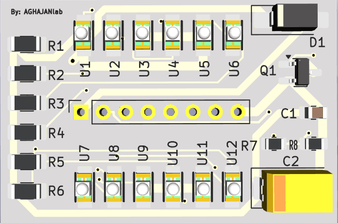 KiCad 3D render of the Flipper Zero infrared blaster PCB